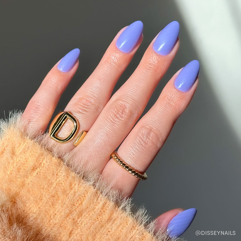 Periwinkle pastel press-on nails - almond shape, front view