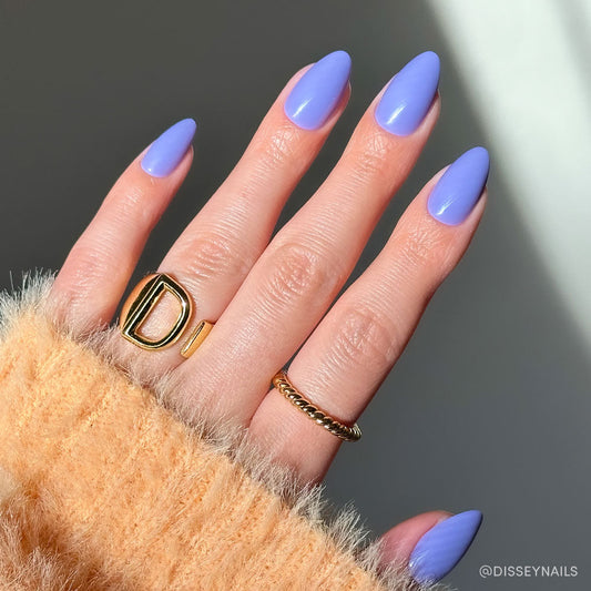 Periwinkle pastel press-on nails - almond shape, front view