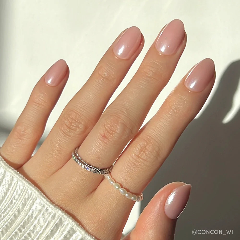 Pinch Me jelly glaze press-on nails - oval shape, front view