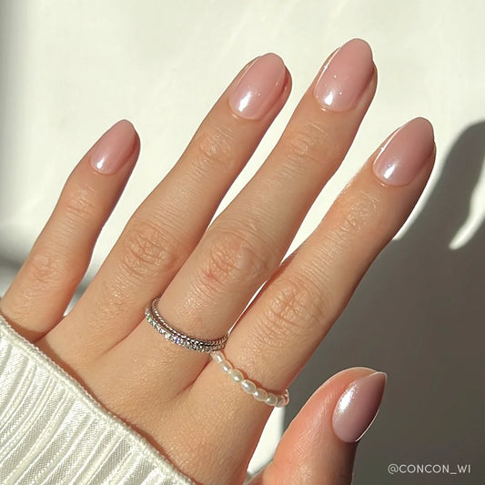 Pinch Me jelly glaze press-on nails - oval shape, front view