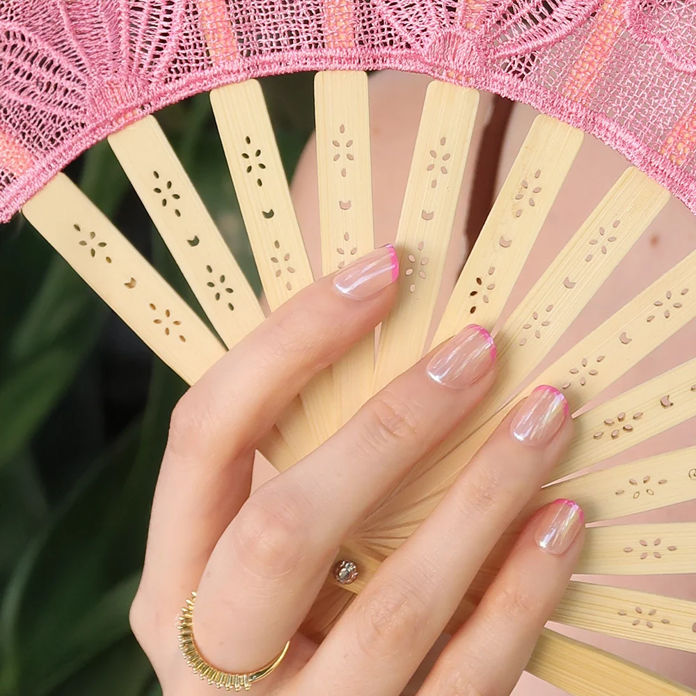 Pink Tutu press-on nails - image 5 of 8, dipped french almond