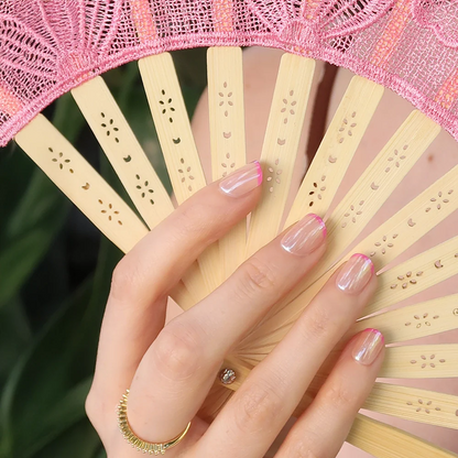 Pink Tutu press-on nails - image 5 of 8, dipped french almond