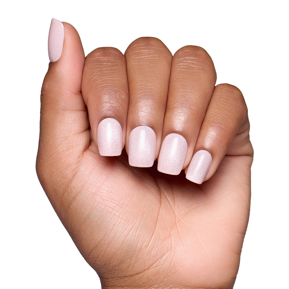 Pinky Promise press-on nails on hand - lifestyle photo, cat-eye velvet finish