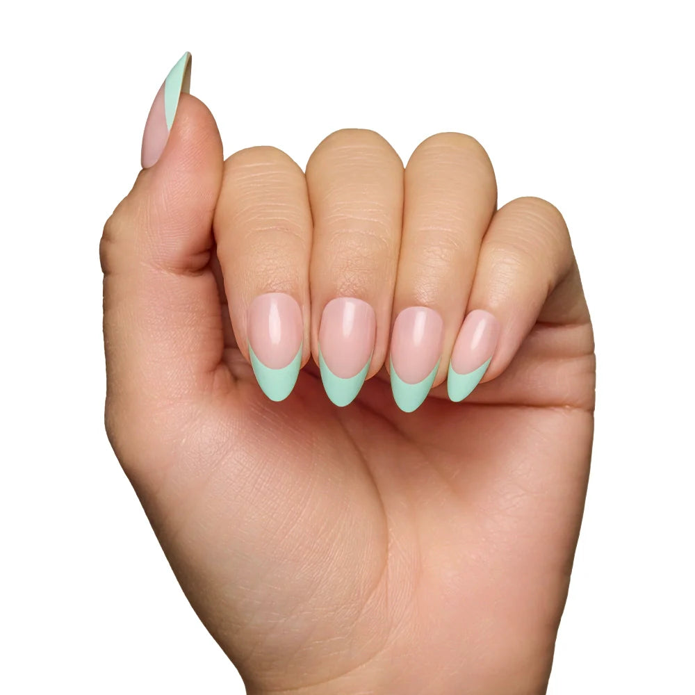 Pistachio Crème press-on nail set - XS to L sizing, french tip design