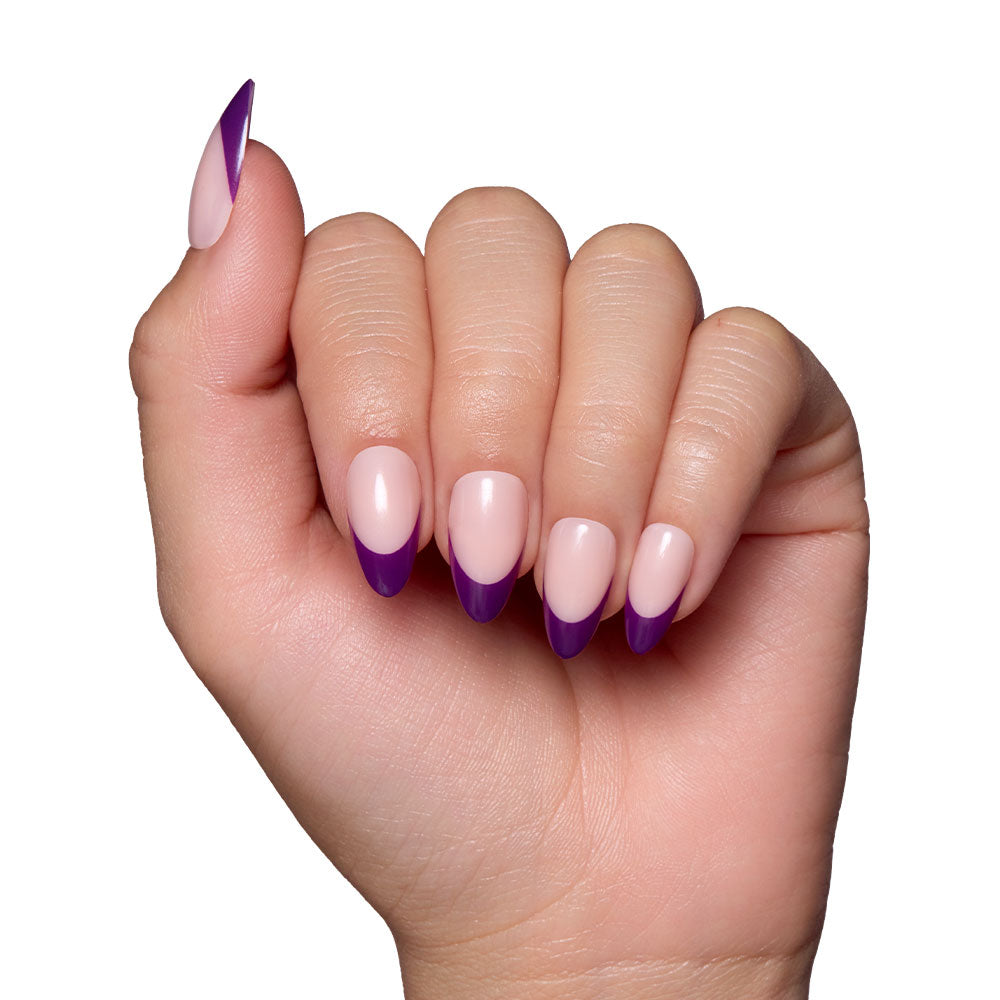 Plum press-on nail set - XS to L sizing, french tip design