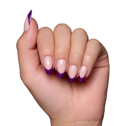Plum press-on nail set - XS to L sizing, french tip design