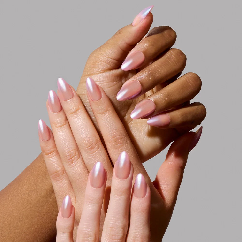 Polar Day press-on nail set - XS to L sizing, cat-eye velvet design