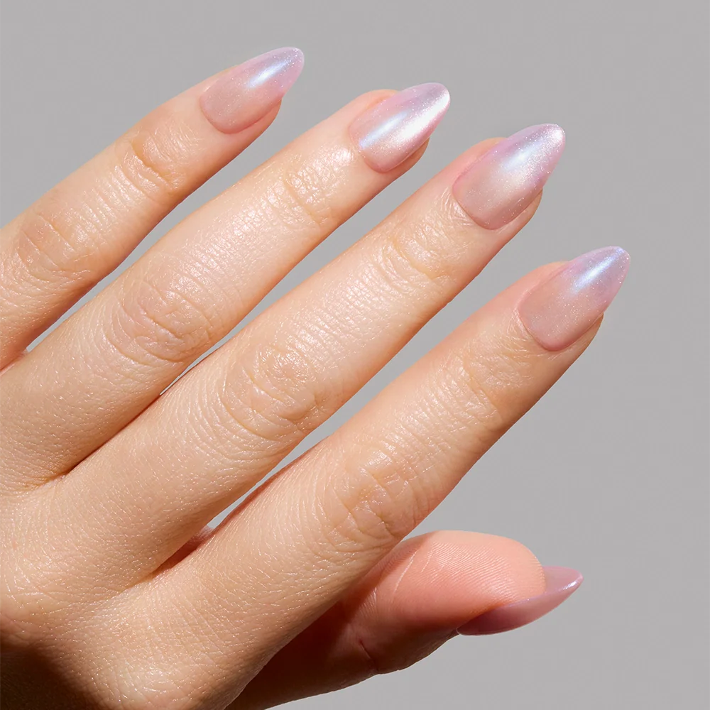 Polar Day press-on nails close-up texture detail - cat-eye velvet finish, US shipping