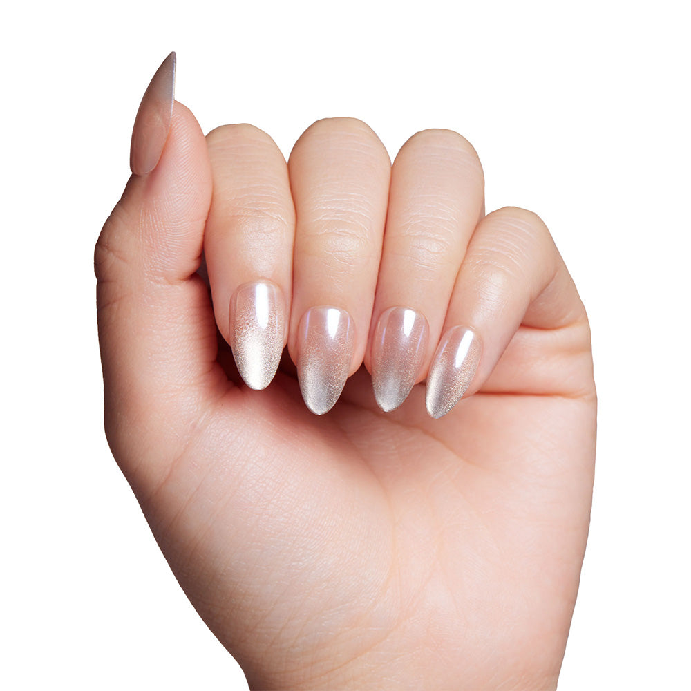 Polar Night press-on nail set - XS to L sizing, cat-eye velvet design