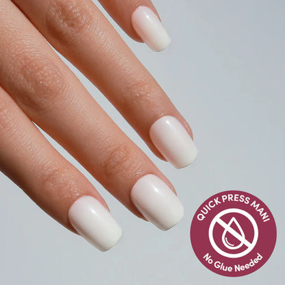 Porcelain milky cloud dancer press-on nails - square shape, front view