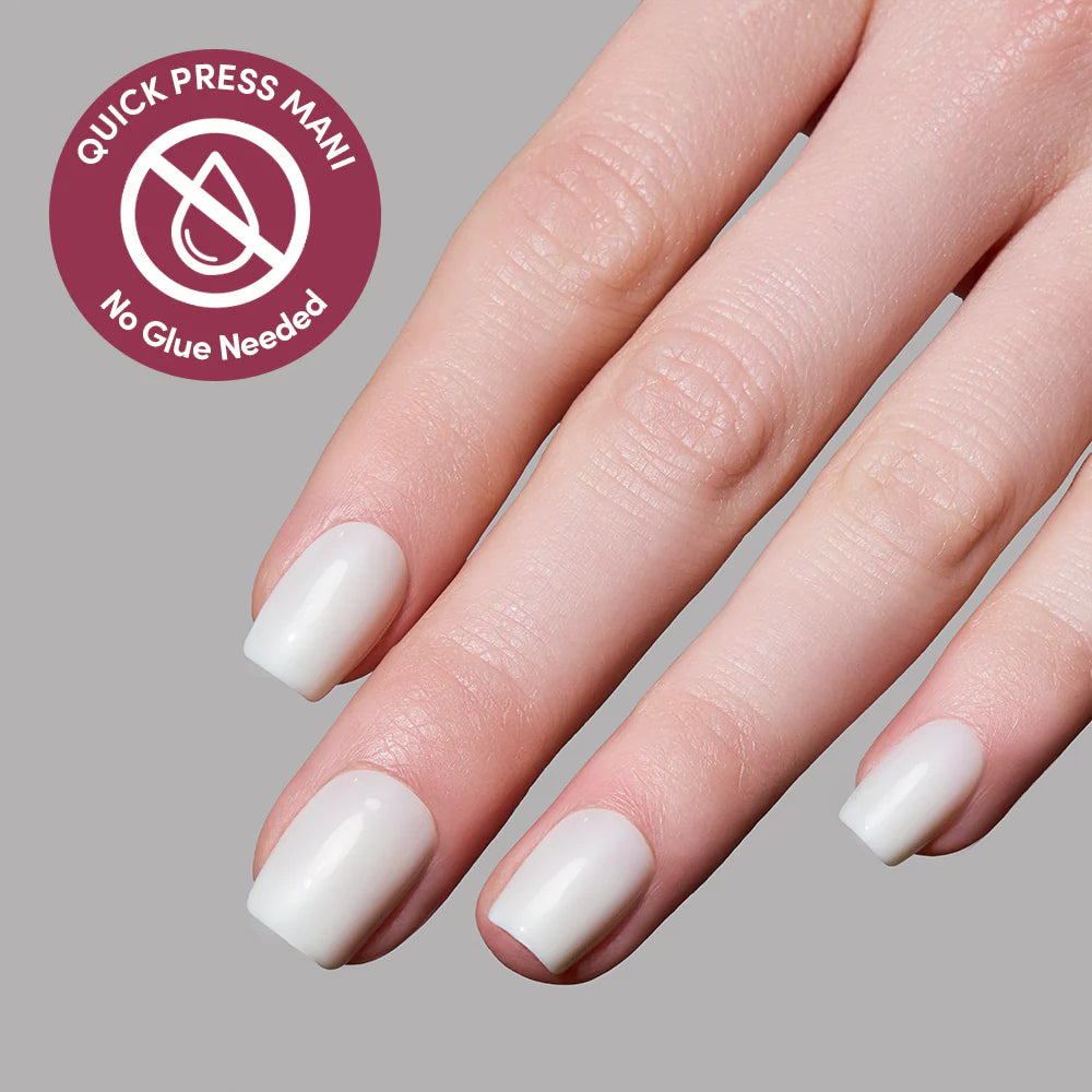 Porcelain press-on nail set - XS to L sizing, milky cloud dancer design