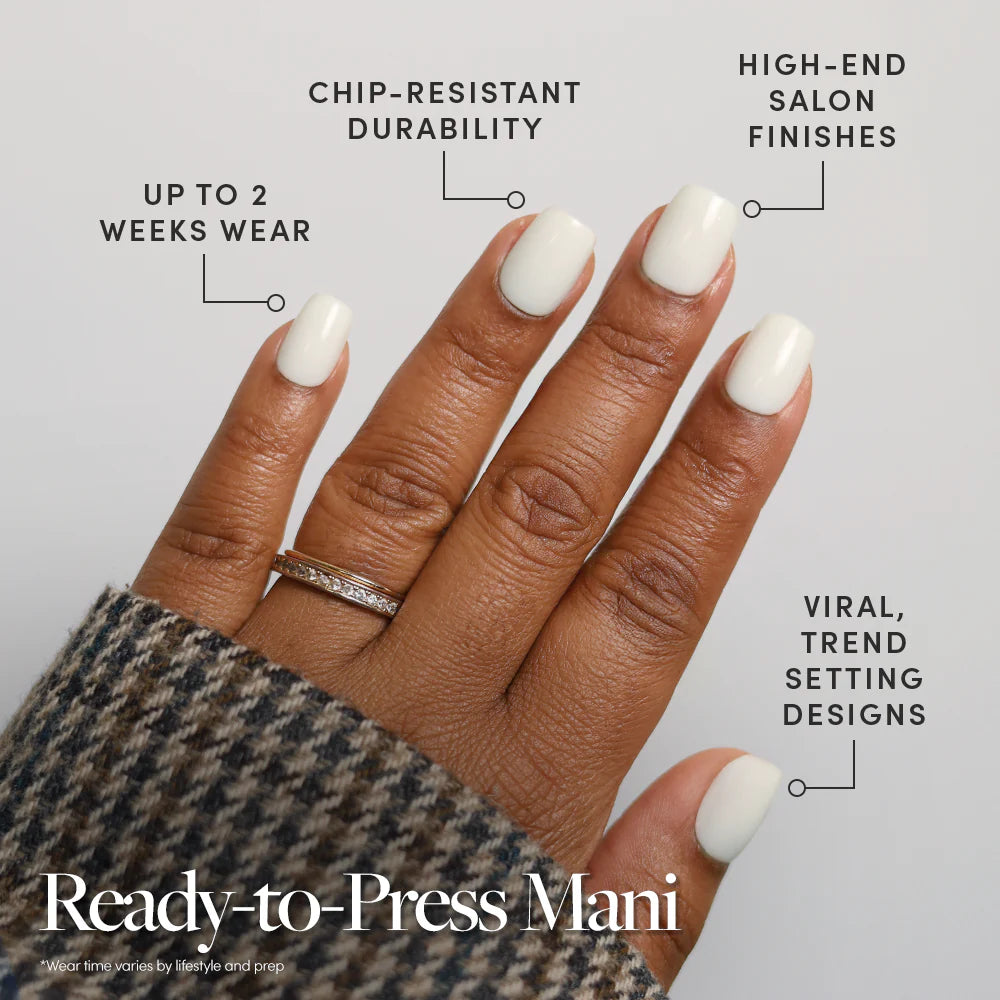Porcelain press-on nails - image 5 of 8, milky cloud dancer square