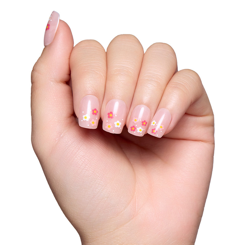 Pretty Bloom press-on nail set - XS to L sizing, french tip design