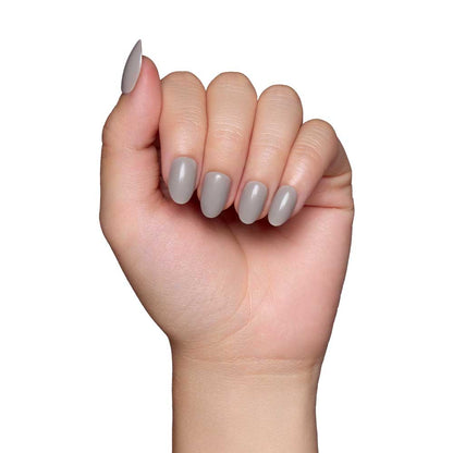 Pure Gray press-on nails close-up texture detail - soft neutral finish, US shipping
