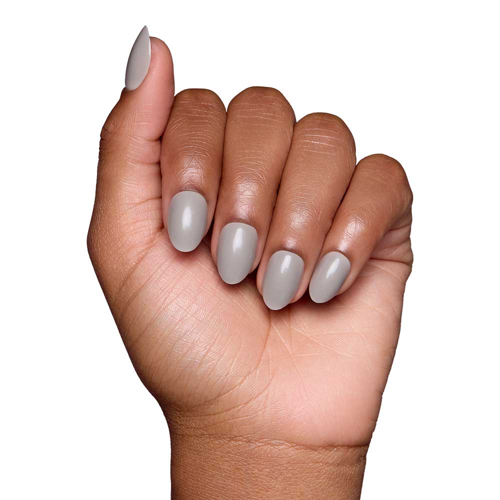 Pure Gray press-on nail set - XS to L sizing, soft neutral design