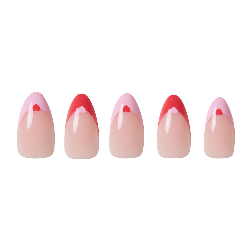 Pure Hearted press-on nails close-up texture detail - french tip finish, US shipping