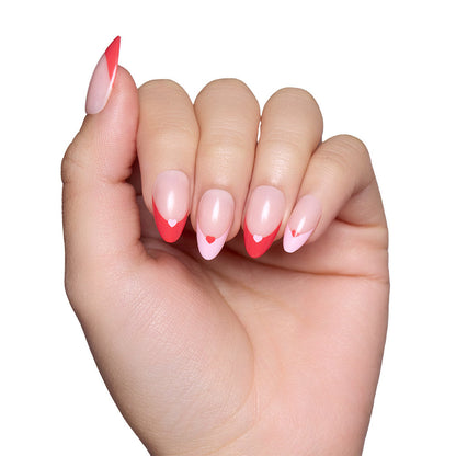 Pure Hearted press-on nail set - XS to L sizing, french tip design
