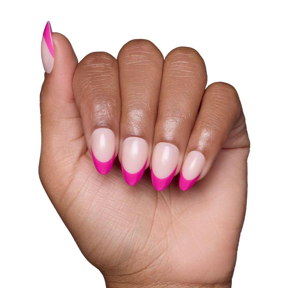 Raspberry Sorbet press-on nail set - XS to L sizing, french tip design