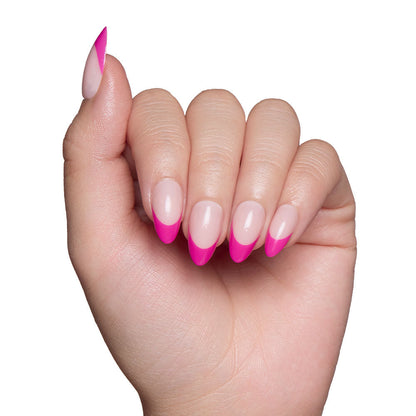 Raspberry Sorbet press-on nails close-up texture detail - french tip finish, US shipping