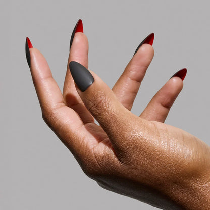 Red Bottom press-on nail set - XS to L sizing, cat-eye velvet design