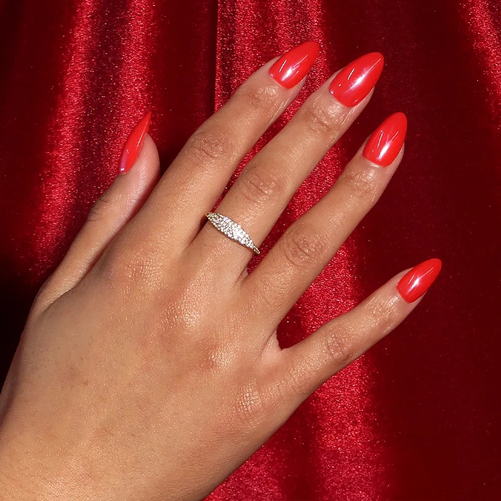 Red Flag press-on nails - image 5 of 8, jelly glaze almond