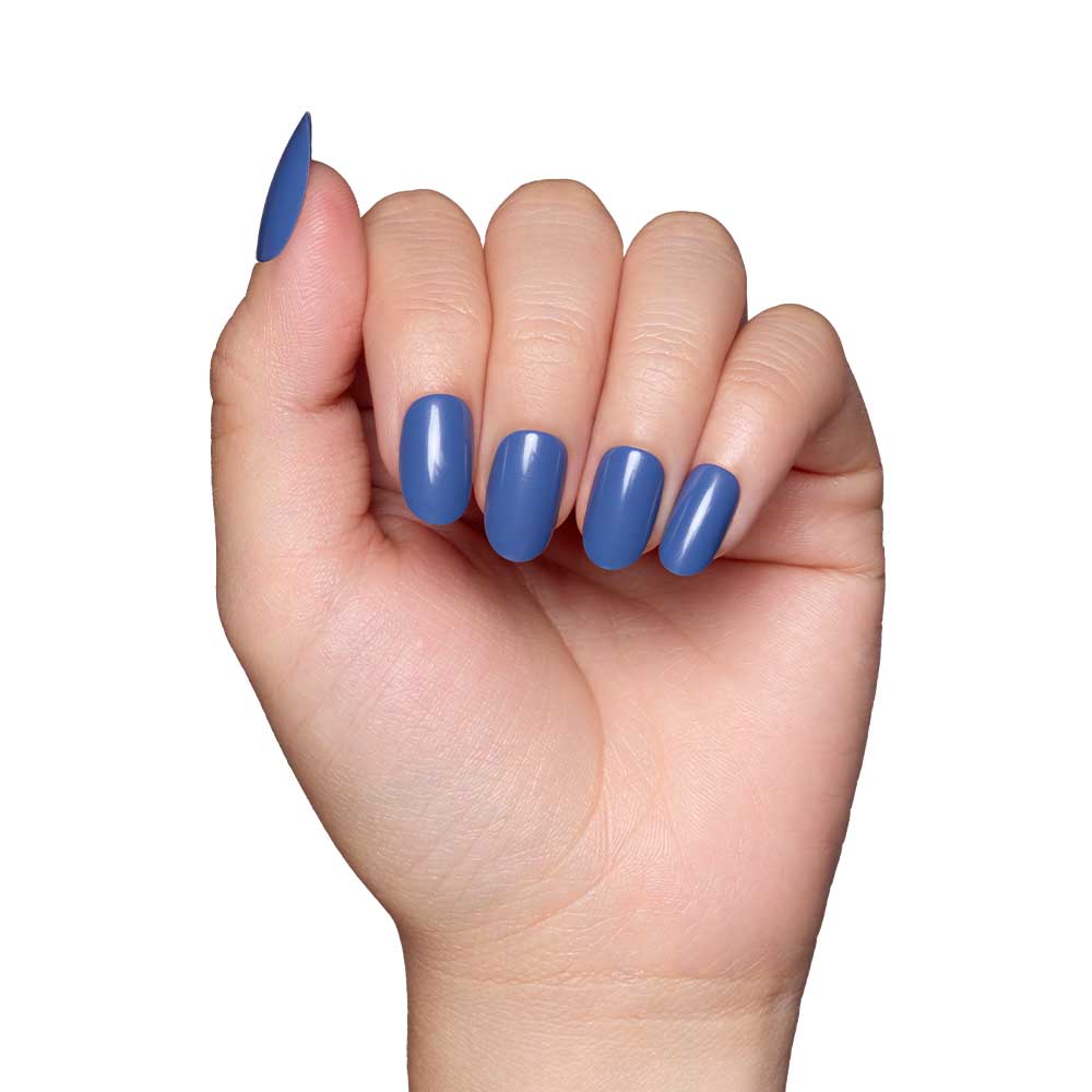 Regal Blue press-on nails close-up texture detail - seasonal finish, US shipping