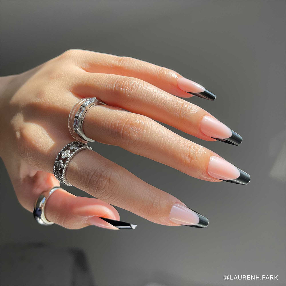 Rogue milky cloud dancer press-on nails - almond shape, front view