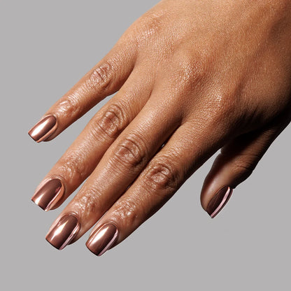 Rose Gold press-on nail set - XS to L sizing, pearl-shift design