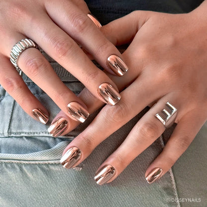 Rose Gold press-on nails - image 5 of 8, pearl-shift square