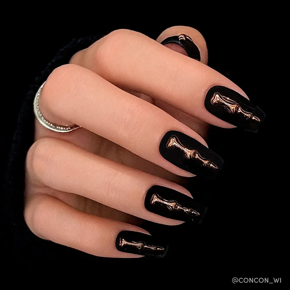 Rosy Remains press-on nails close-up texture detail - 3d sculptural finish, US shipping