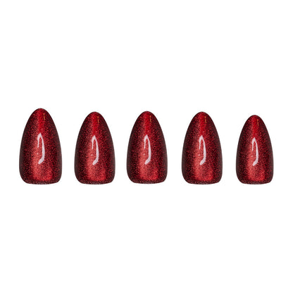 Ruby Slipper press-on nails close-up texture detail - cat-eye velvet finish, US shipping