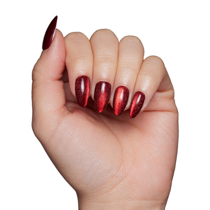 Ruby Slipper press-on nail set - XS to L sizing, cat-eye velvet design