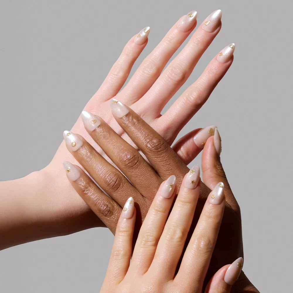 Sanded press-on nail set - XS to L sizing, cat-eye velvet design