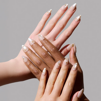 Sanded press-on nail set - XS to L sizing, cat-eye velvet design