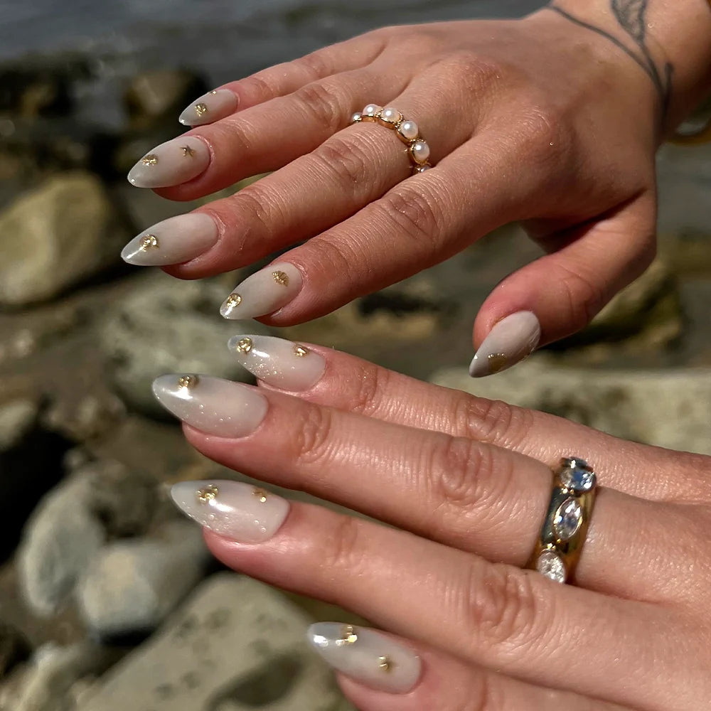 Sanded press-on nails - image 6 of 9, cat-eye velvet almond