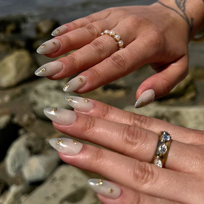 Sanded press-on nails - image 6 of 9, cat-eye velvet almond