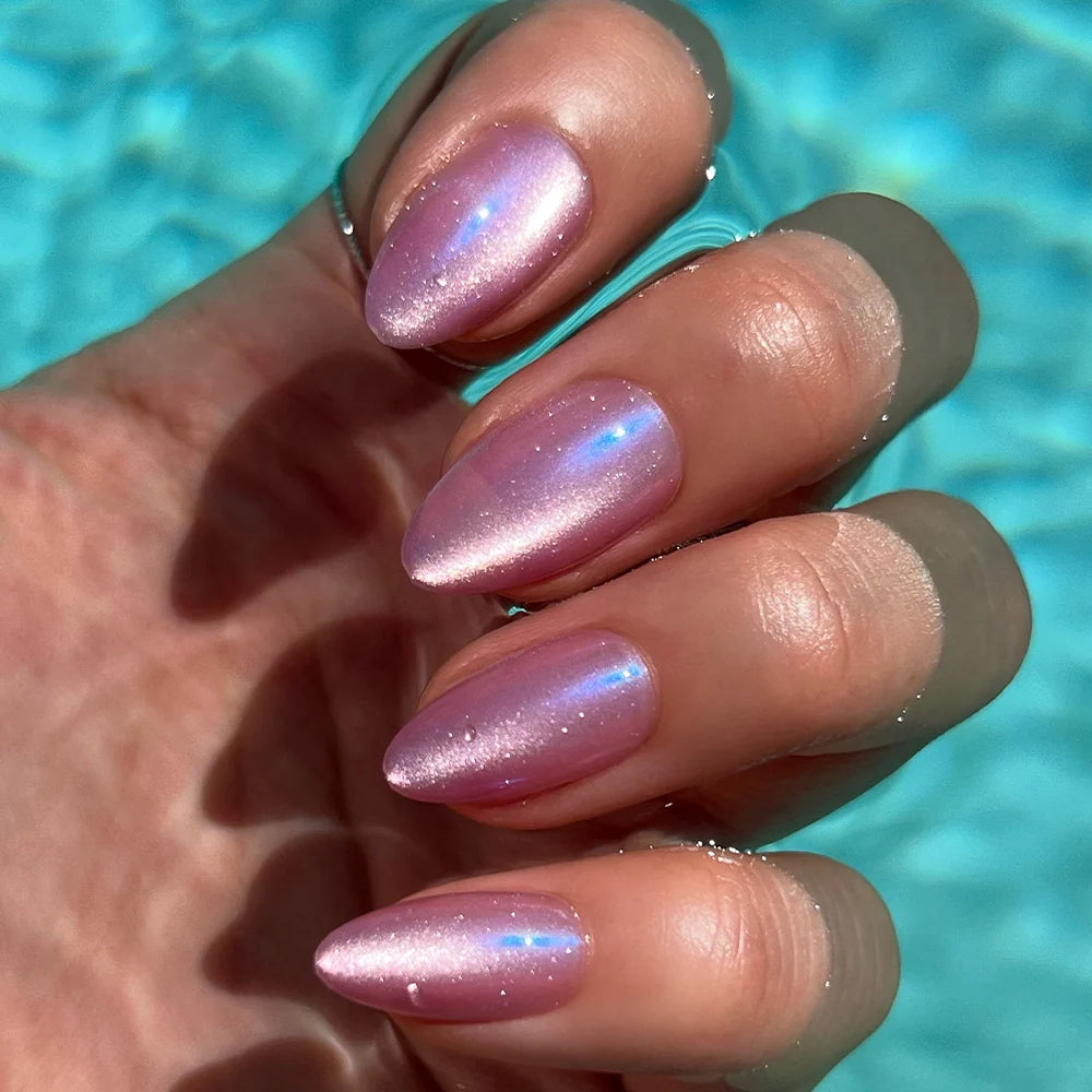 Seaspell press-on nails - image 6 of 9, cat-eye velvet almond