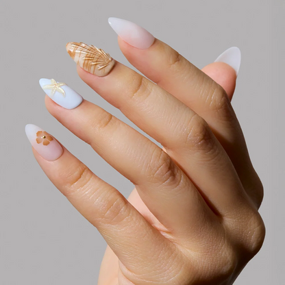 Sea Star press-on nails close-up texture detail - 3d sculptural finish, US shipping