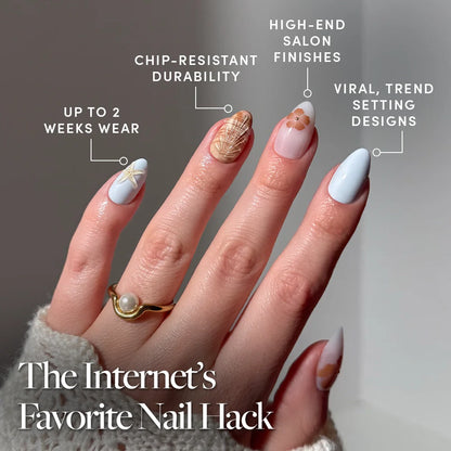 Sea Star press-on nails - image 5 of 9, 3d sculptural almond
