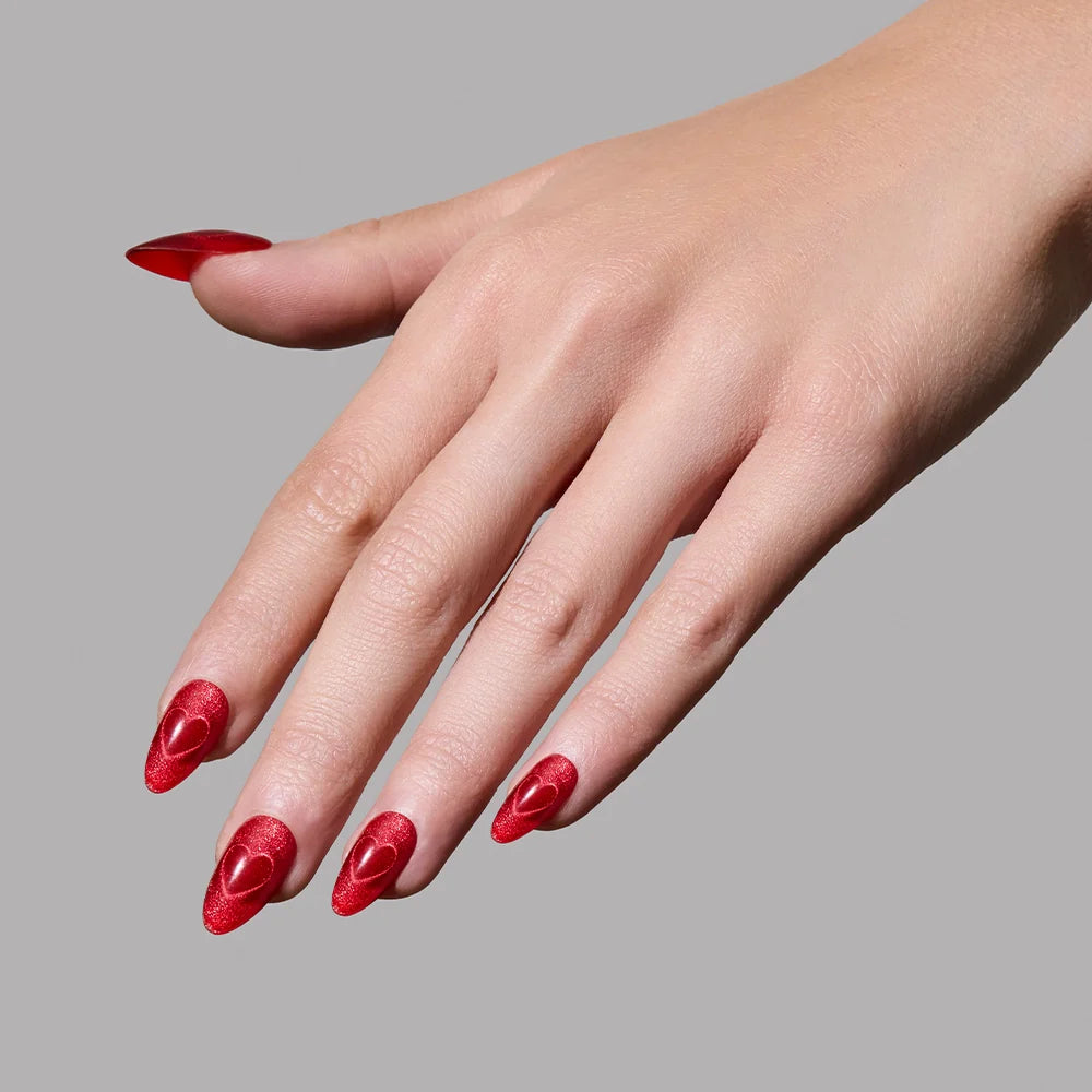 Sent with Love press-on nail set - XS to L sizing, cat-eye velvet design