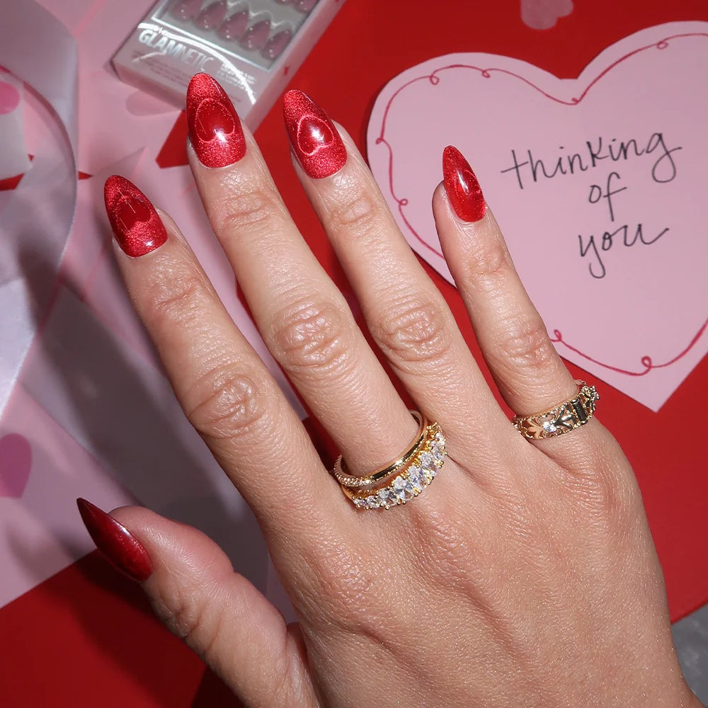 Sent with Love press-on nails - image 5 of 8, cat-eye velvet almond