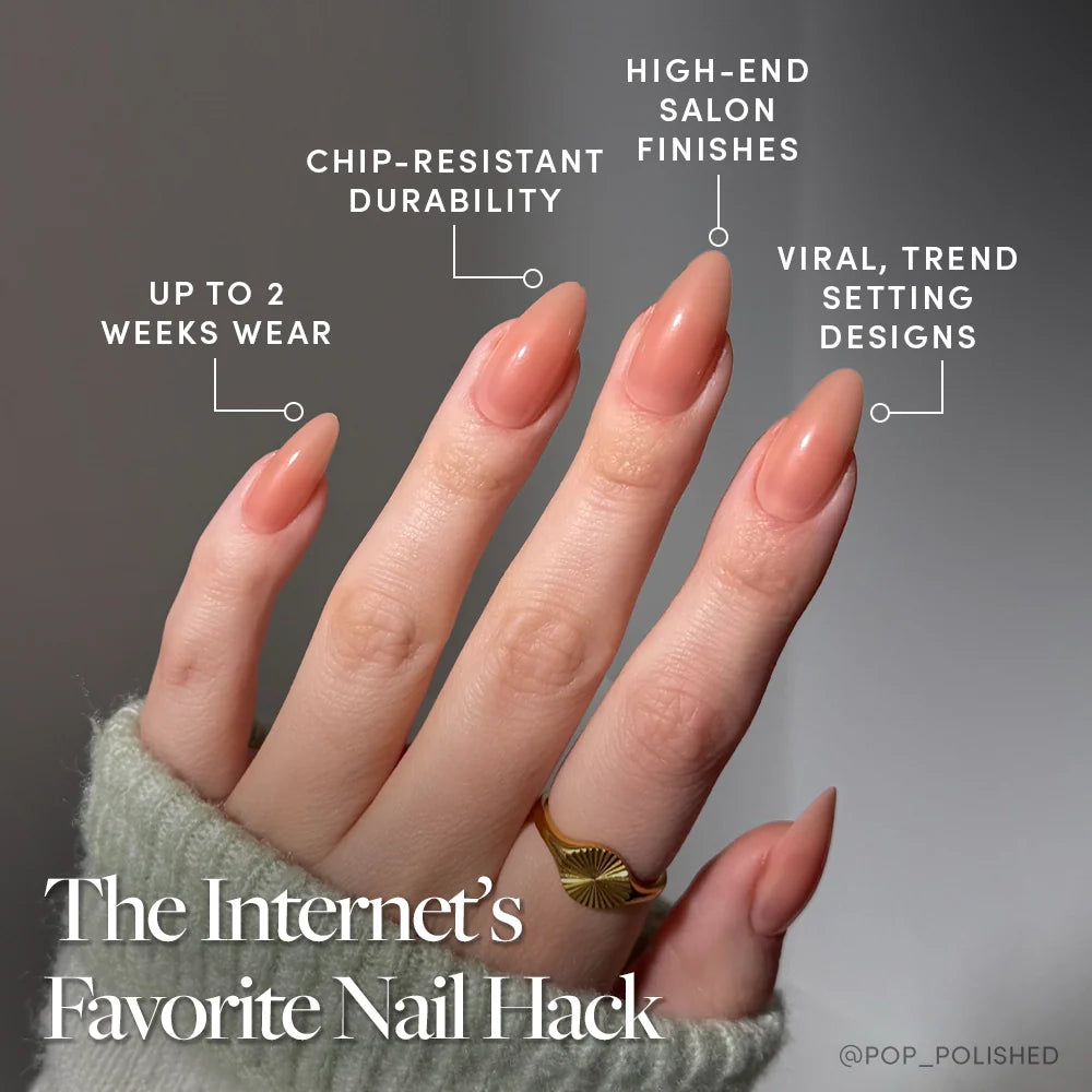 Sheer Peach press-on nails - image 5 of 9, jelly glaze almond