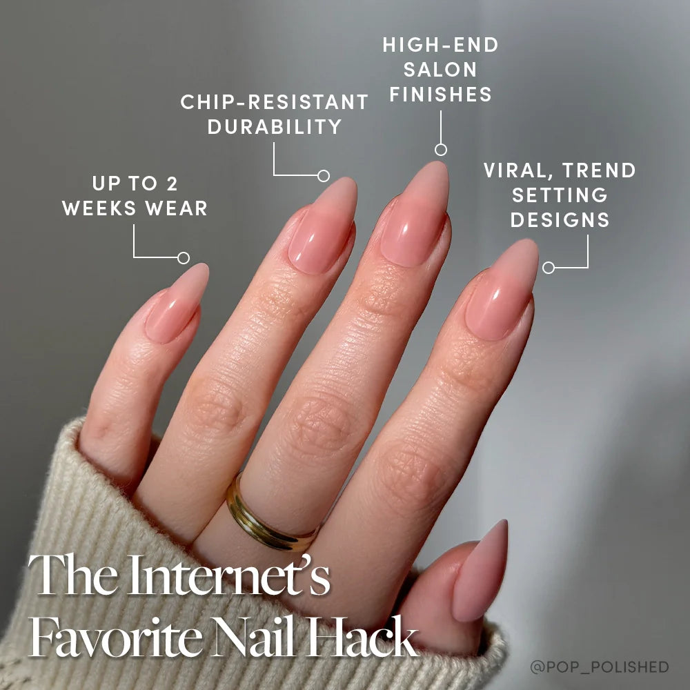 Sheer Pink press-on nails - image 5 of 9, jelly glaze almond