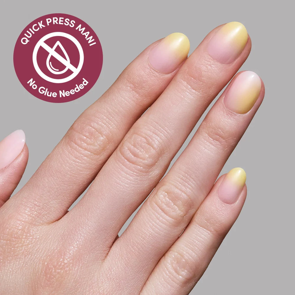 Sherbert press-on nails on hand - lifestyle photo, ombre gradient finish