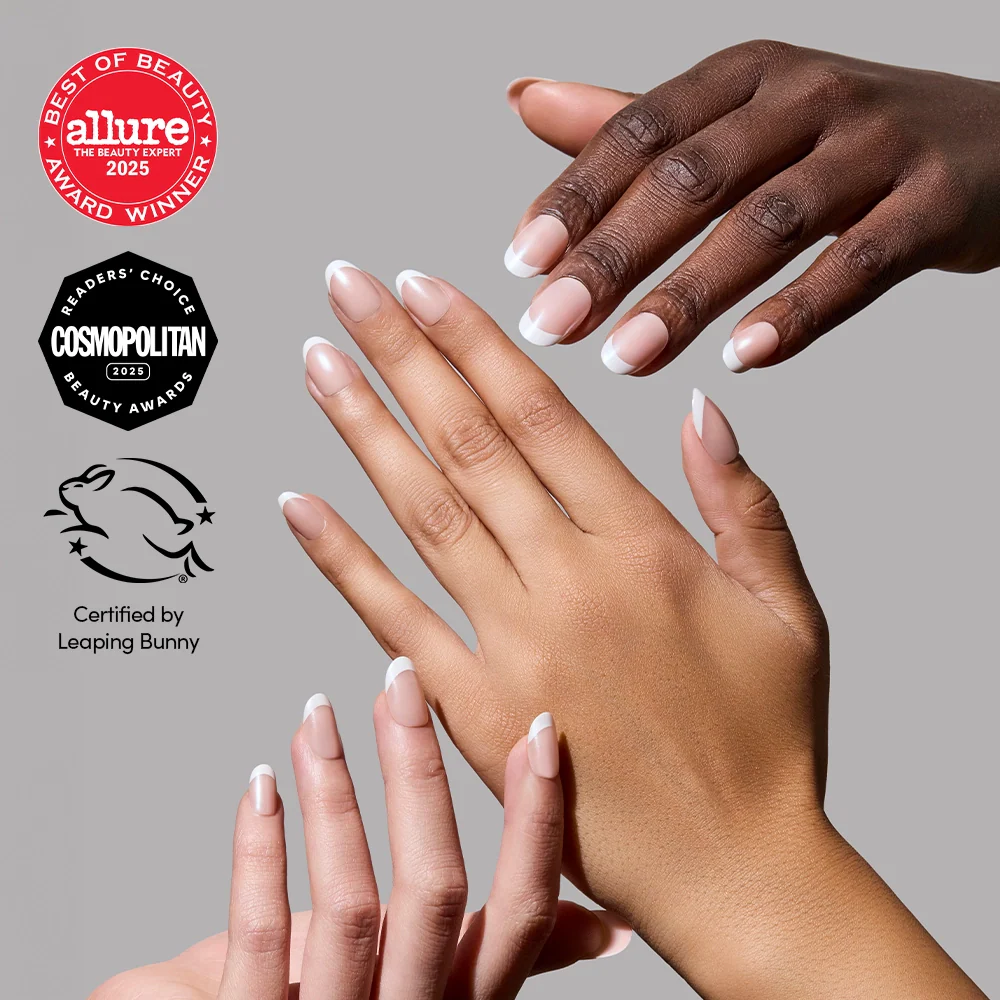 She's a Pearl press-on nails on hand - lifestyle photo, milky cloud dancer finish