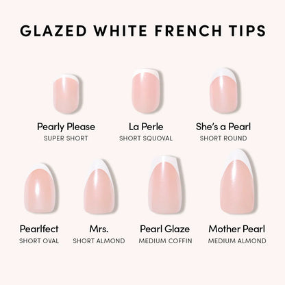 She's a Pearl press-on nail set - XS to L sizing, milky cloud dancer design