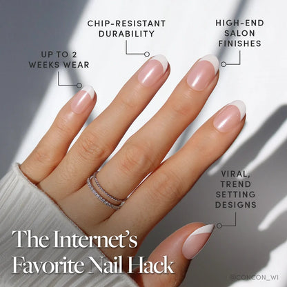 She's a Pearl press-on nails close-up texture detail - milky cloud dancer finish, US shipping