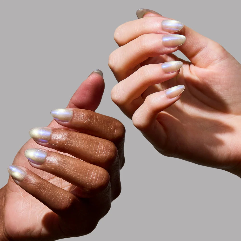 Silver Siren press-on nail set - XS to L sizing, jelly glaze design