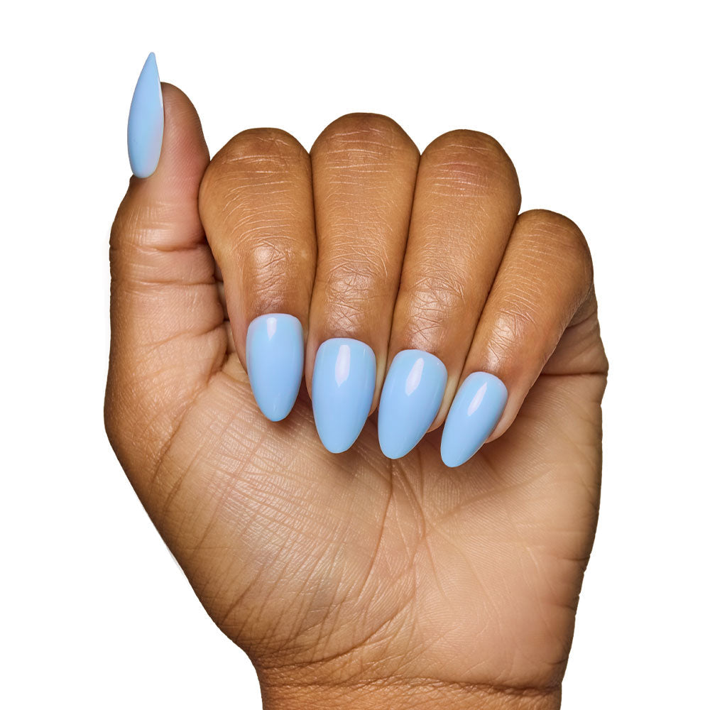 Soft Blue press-on nail set - XS to L sizing, soft neutral design