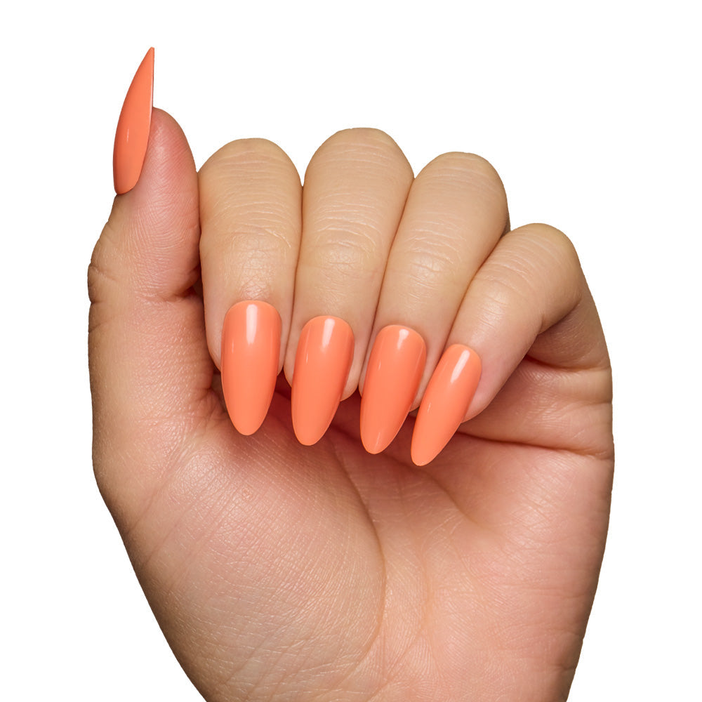 Soft Tangerine press-on nails close-up texture detail - pastel finish, US shipping